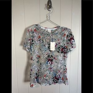 NWT A NEW DAY floral sheer short sleeve shirt